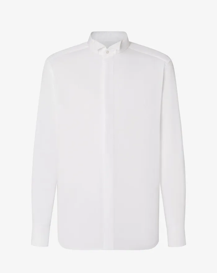 Corneliani Ceremony And Events White Cotton Shirt With Micro Stripes 8211 Men