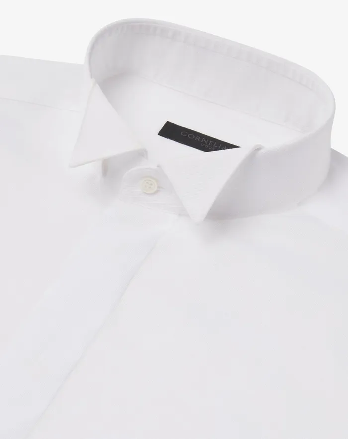 Corneliani Ceremony And Events White Cotton Shirt With Micro Stripes 8211 Men