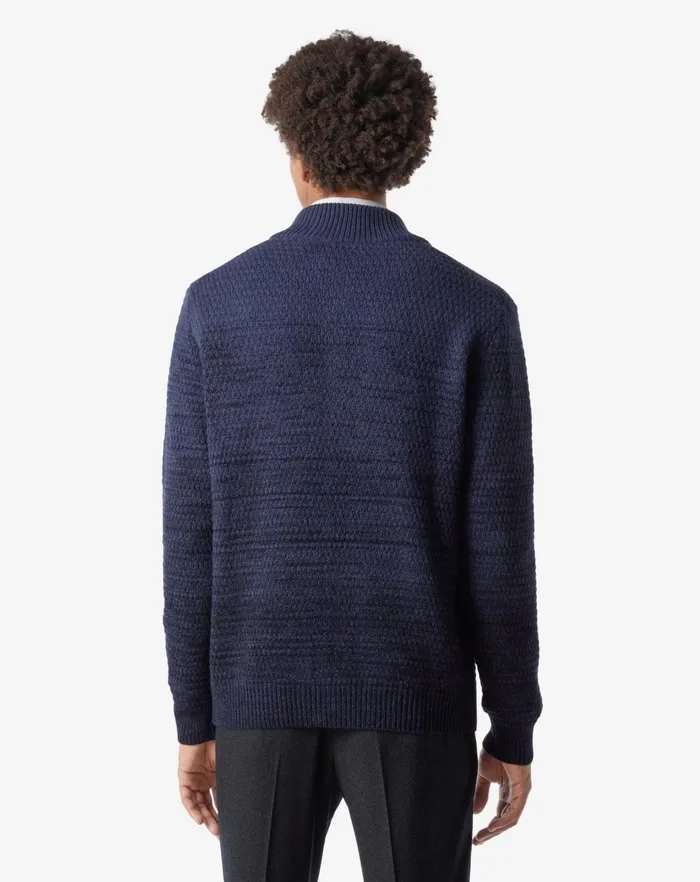 Corneliani Knitwear Blue Wool And Cashmere Full Zip Turtleneck Sweater 8211 Men