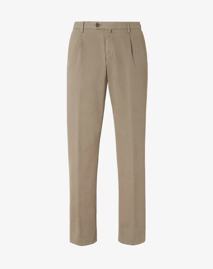 Corneliani Pants Beige 1 Pleated Stretch Cotton Chino 8211 Men