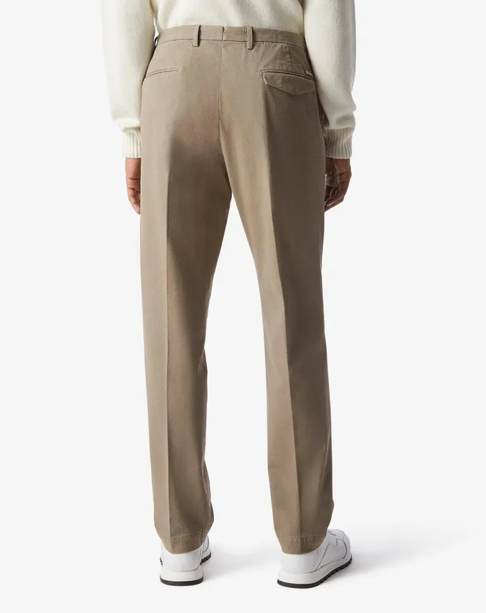 Corneliani Pants Beige 1 Pleated Stretch Cotton Chino 8211 Men