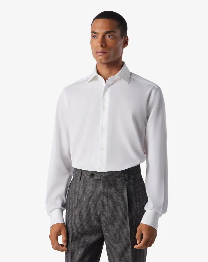 Corneliani Shirts White Cotton Twill Shirt 8211 Men
