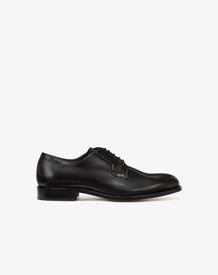 Corneliani Shoes Black Calfskin Derby Shoes 8211 Men
