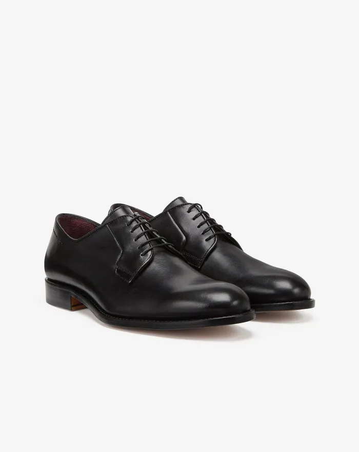 Corneliani Shoes Black Calfskin Derby Shoes 8211 Men