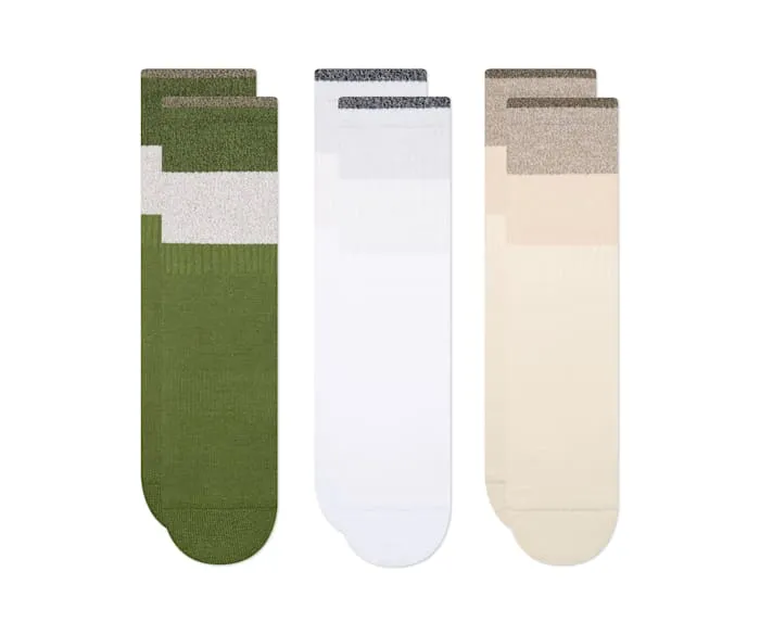 CrocsSocks Stripe Crew 3Pack Army Green Multi MenWomen Crocs Socks
