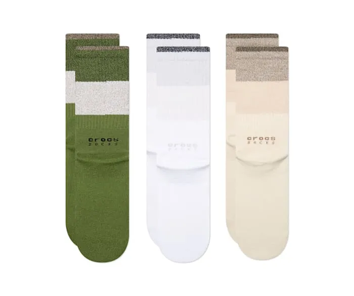 CrocsSocks Stripe Crew 3Pack Army Green Multi MenWomen Crocs Socks