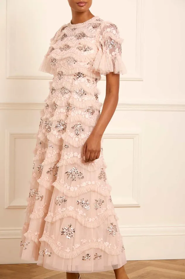 Daisy Wave Ankle Gown Beige Women Needle and Thread Dresses