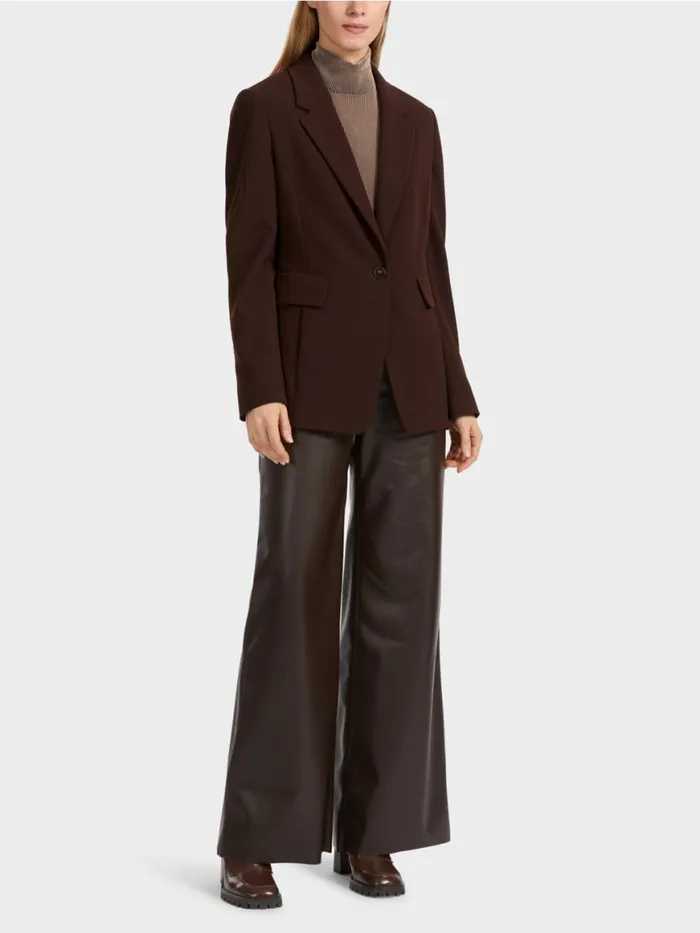 Damen Marc Cain Blazer Figurnaher Blazer Mit Rckenschlitz Dark Wood