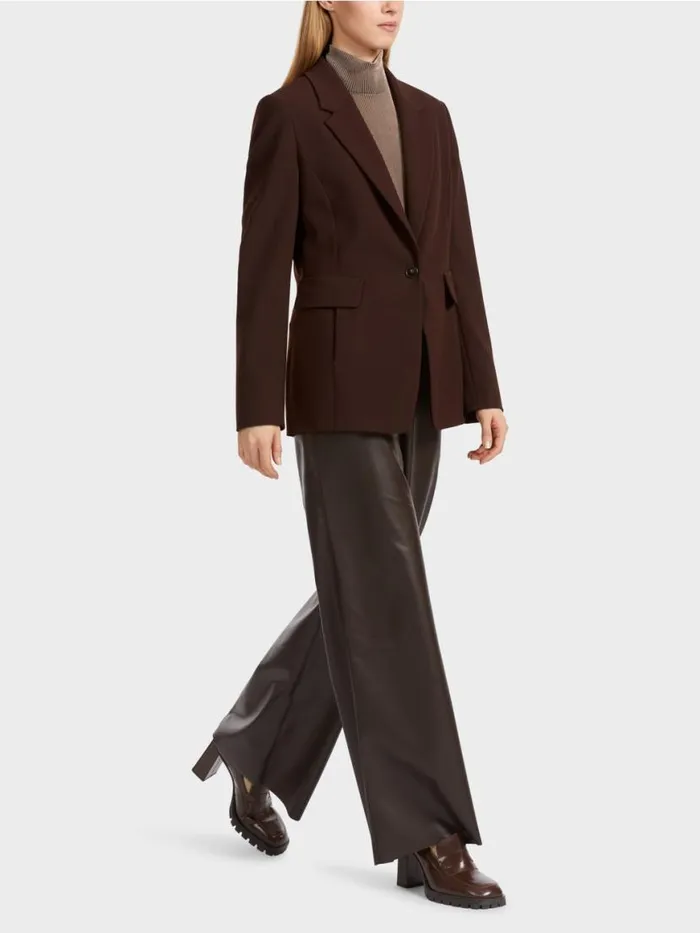 Damen Marc Cain Blazer Figurnaher Blazer Mit Rckenschlitz Dark Wood