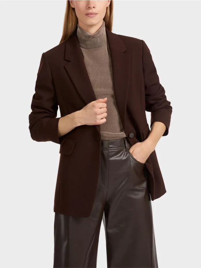 Damen Marc Cain Blazer Figurnaher Blazer Mit Rckenschlitz Dark Wood