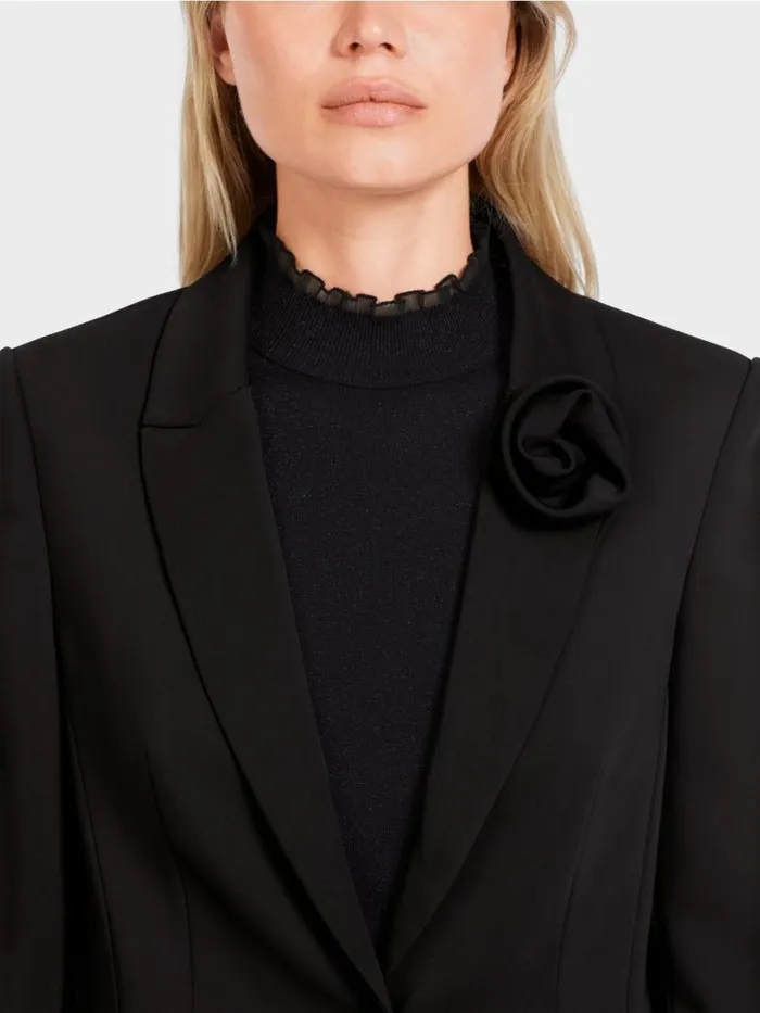 Damen Marc Cain Blazer Krpernaher Blazer Mit Bltenapplikation Black