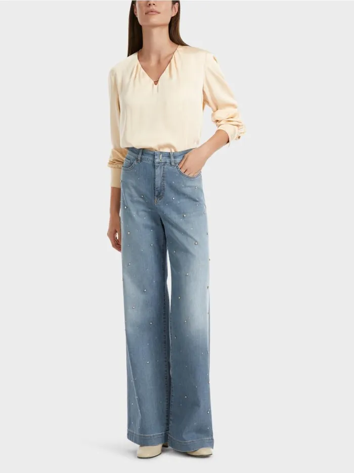 Damen Marc Cain Jeans Perlenbestickte Jeans WARRI Vintage Blue