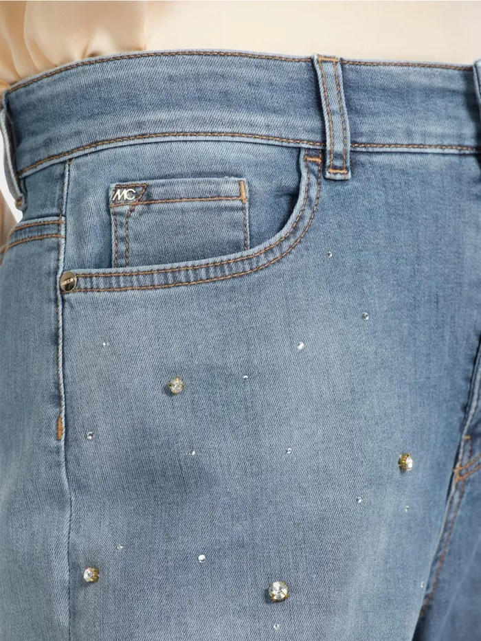 Damen Marc Cain Jeans Perlenbestickte Jeans WARRI Vintage Blue