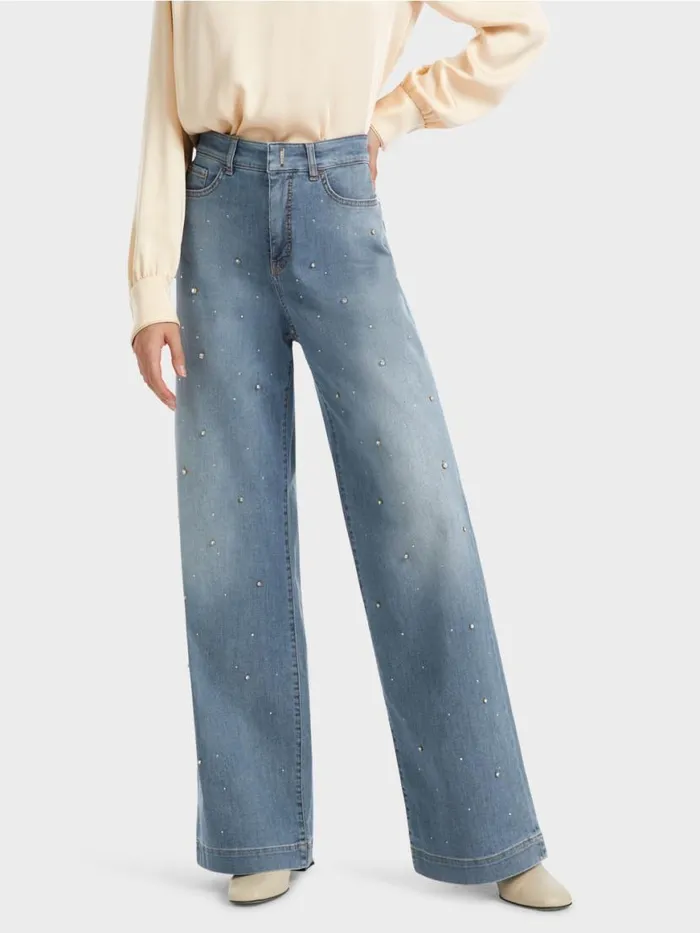 Damen Marc Cain Jeans Perlenbestickte Jeans WARRI Vintage Blue