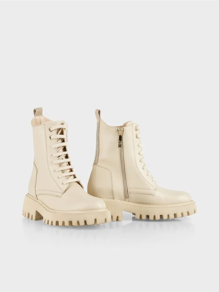Damen Marc Cain Schuhe Robuste Boots Mit Strass Dark Cream