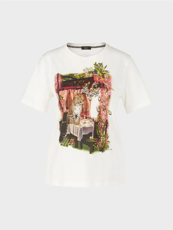 Damen Marc Cain Shirts and Tops Baumwoll TShirt 034Rethink Together034 Offwhite