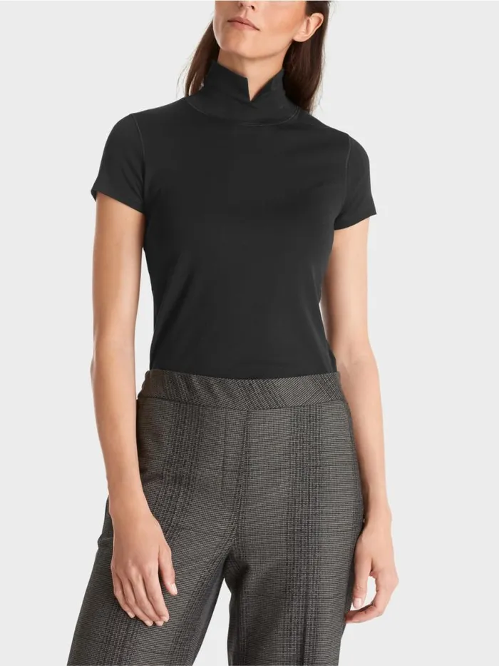 Damen Marc Cain Shirts and Tops Hochgeschlossenes TShirt Black