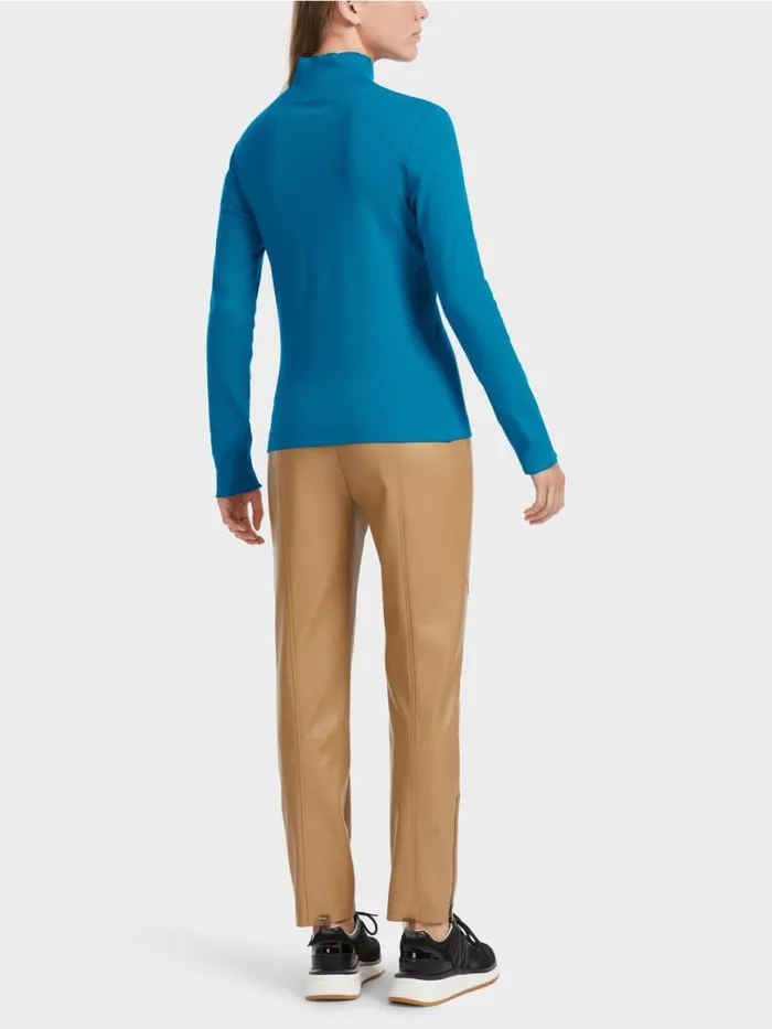 Damen Marc Cain Shirts and Tops Longsleeve Mit Stehkragen Deep Sea