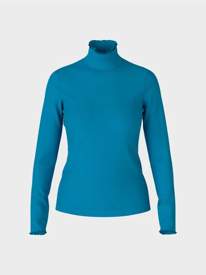 Damen Marc Cain Shirts and Tops Longsleeve Mit Stehkragen Deep Sea