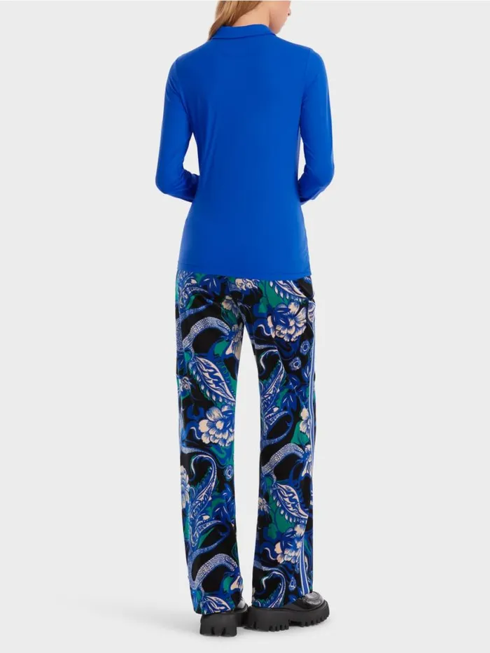 Damen Marc Cain Shirts and Tops Poloshirt In Rippjersey Bright Royal Blue