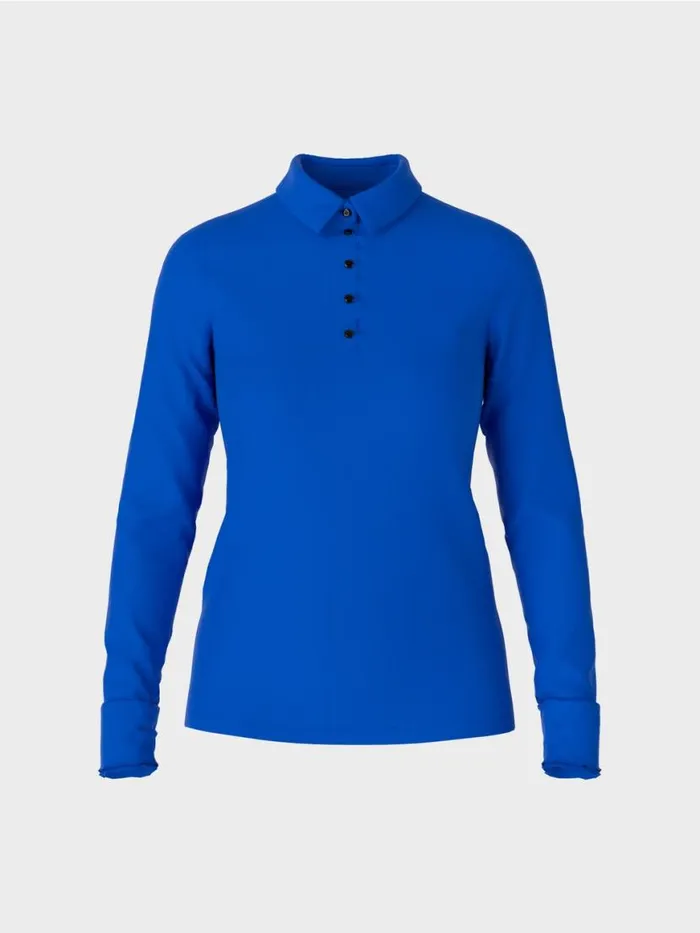 Damen Marc Cain Shirts and Tops Poloshirt In Rippjersey Bright Royal Blue