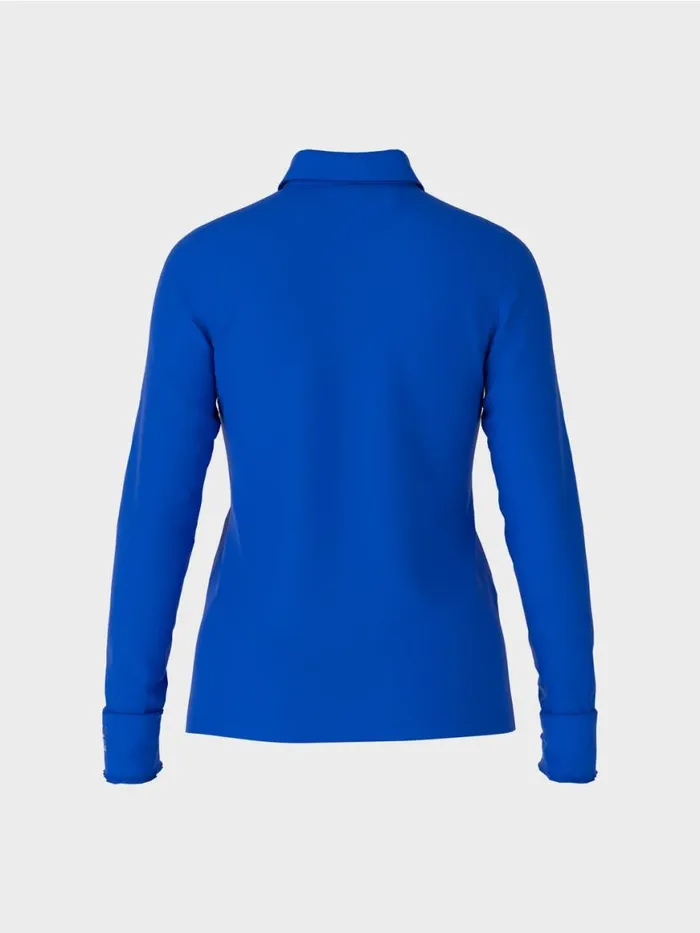 Damen Marc Cain Shirts and Tops Poloshirt In Rippjersey Bright Royal Blue