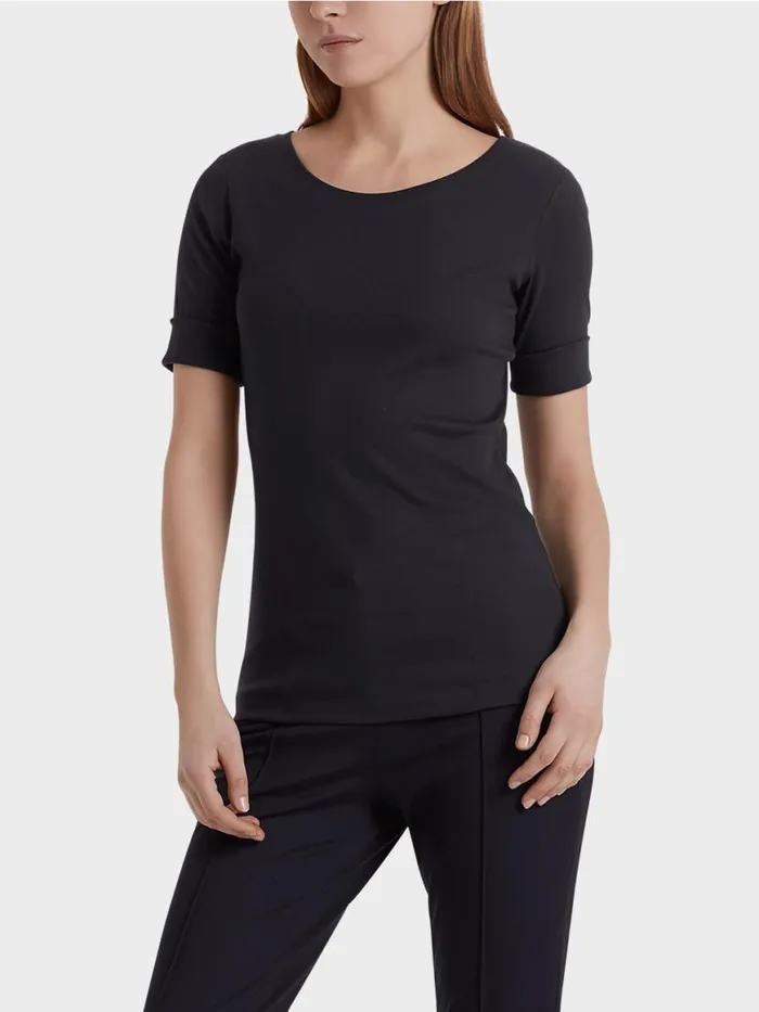 Damen Marc Cain Shirts and Tops RundhalsShirt Mit Halben rmeln Midnight Blue