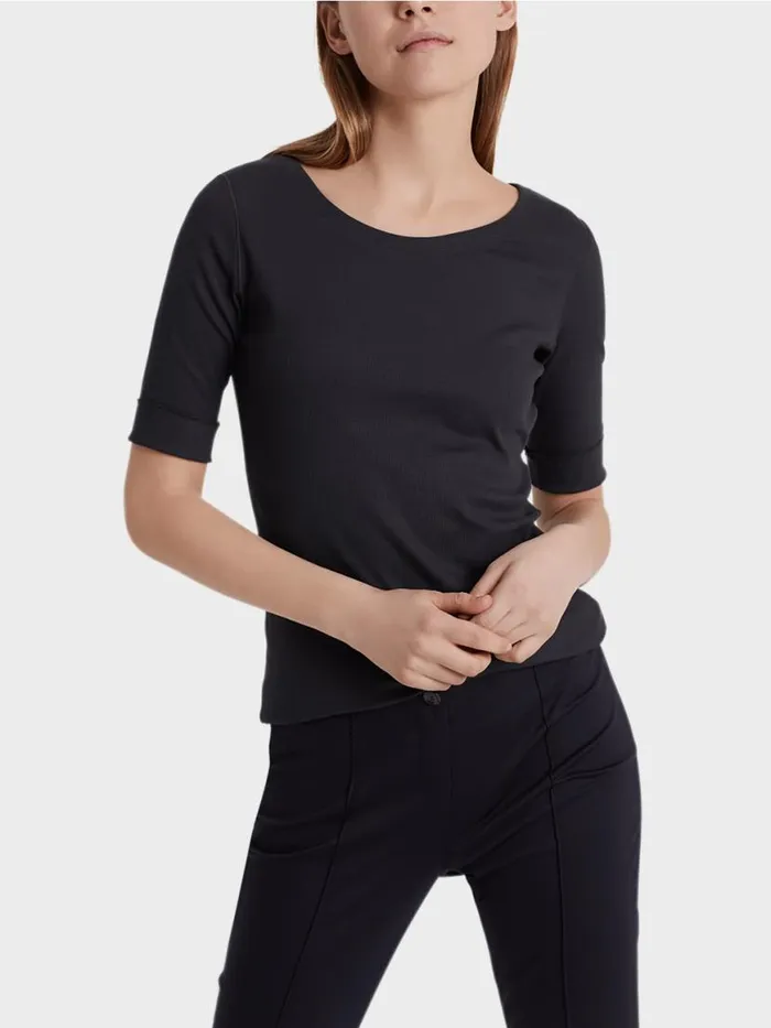 Damen Marc Cain Shirts and Tops RundhalsShirt Mit Halben rmeln Midnight Blue