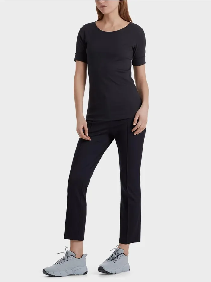 Damen Marc Cain Shirts and Tops RundhalsShirt Mit Halben rmeln Midnight Blue
