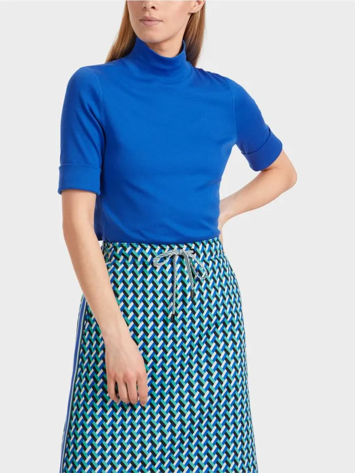 Damen Marc Cain Shirts and Tops Shirt Mit Stehkragen Und rmel Bright Royal Blue