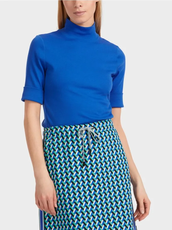 Damen Marc Cain Shirts and Tops Shirt Mit Stehkragen Und rmel Bright Royal Blue