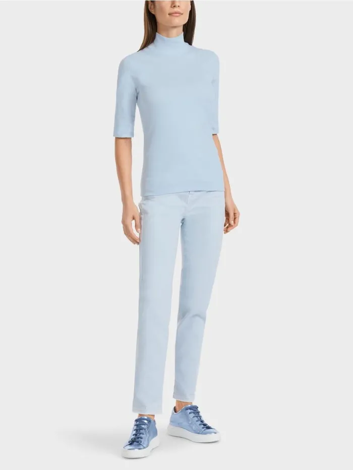 Damen Marc Cain Shirts and Tops Shirt Mit Stehkragen Und rmel Soft Powder Blue