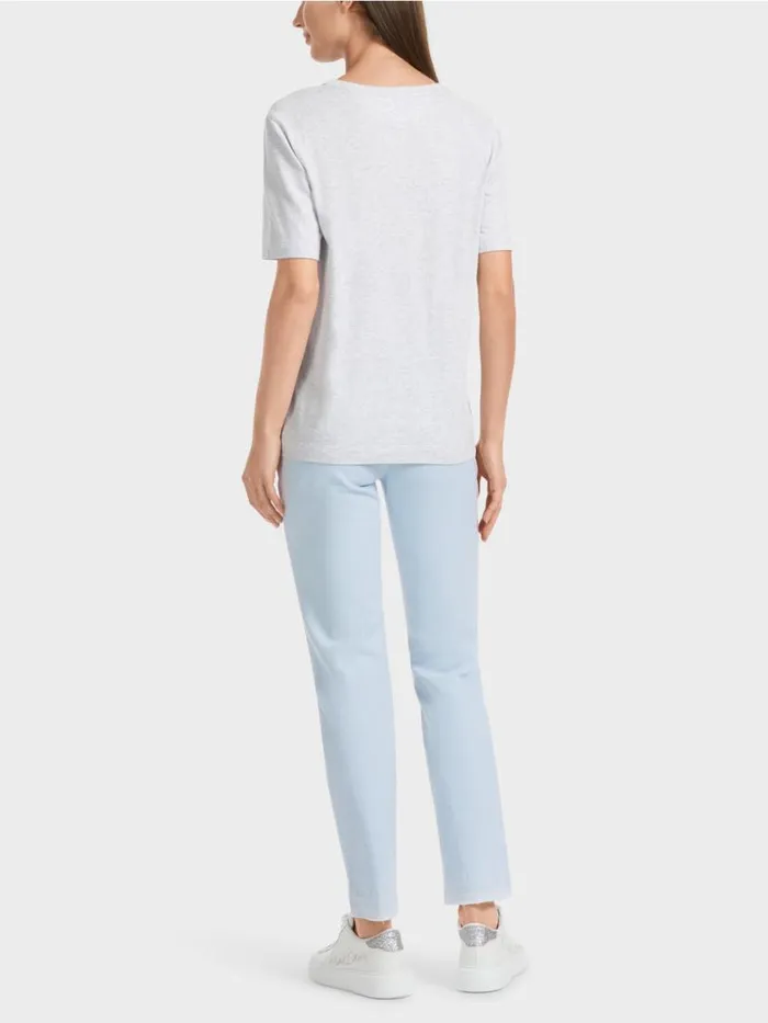 Damen Marc Cain Shirts and Tops TShirt Mit Motiv Aus Pailletten Silver Grey