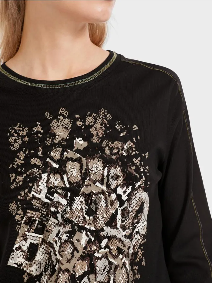 Damen Marc Cain Shirts and Tops TShirt Mit Print Black