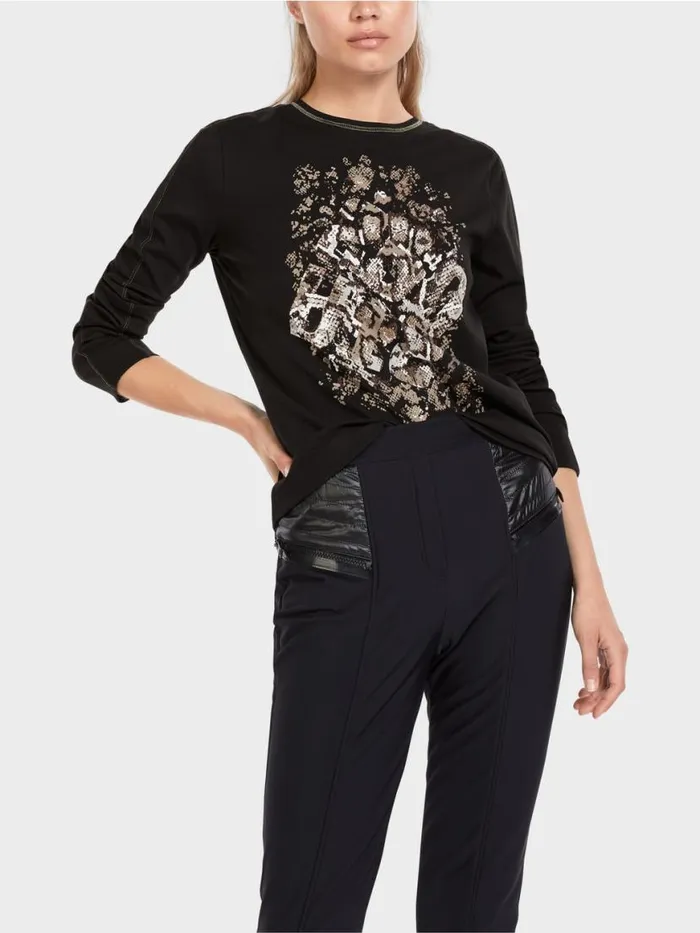 Damen Marc Cain Shirts and Tops TShirt Mit Print Black