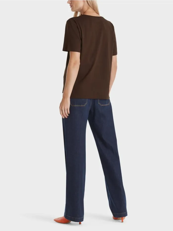 Damen Marc Cain Shirts and Tops TShirt Mit Weitem CrewNeck Dark Wood