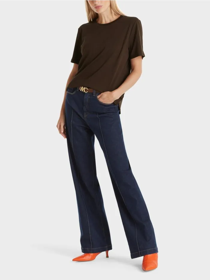 Damen Marc Cain Shirts and Tops TShirt Mit Weitem CrewNeck Dark Wood