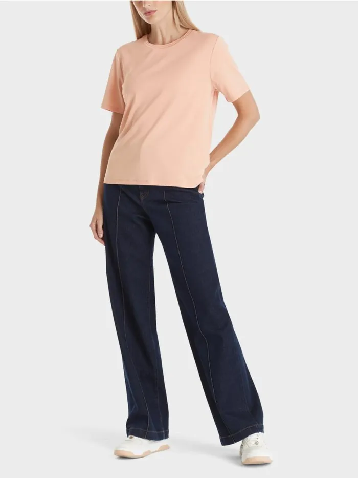 Damen Marc Cain Shirts and Tops TShirt Mit Weitem CrewNeck Sandy Beige