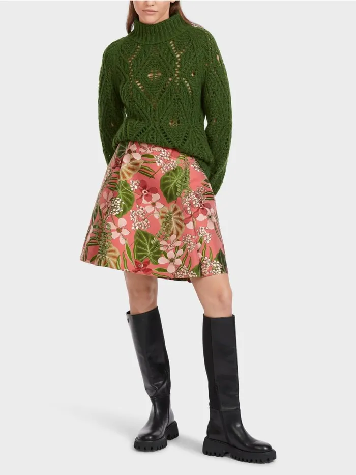 Damen Marc Cain Strick Ajour Sweater Knitted In Germany Orient Green