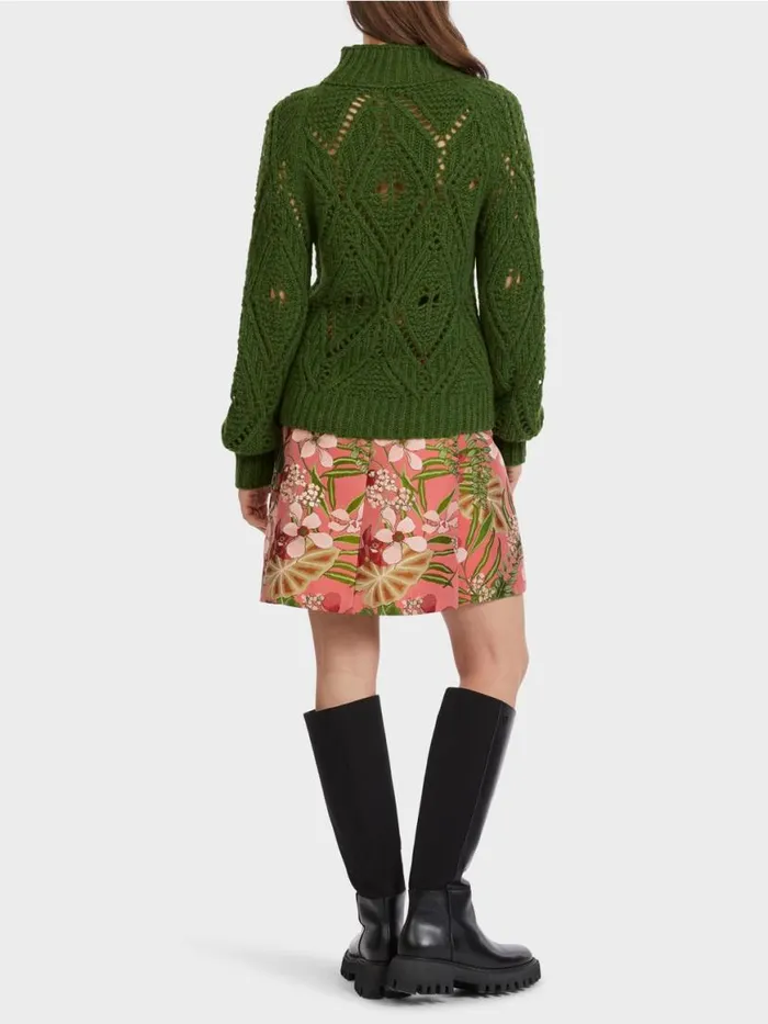 Damen Marc Cain Strick Ajour Sweater Knitted In Germany Orient Green