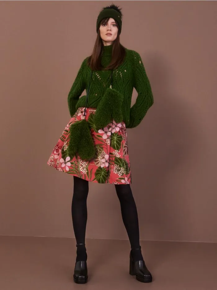 Damen Marc Cain Strick Ajour Sweater Knitted In Germany Orient Green