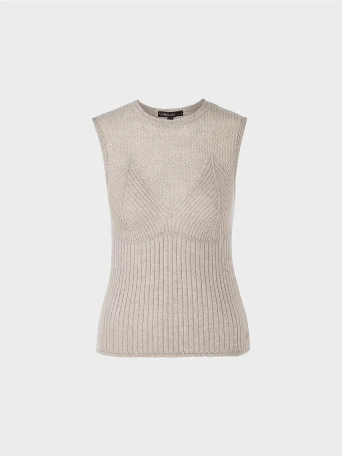 Damen Marc Cain Strick rmelloses Top In Deutschland Gestrickt Dark Sand