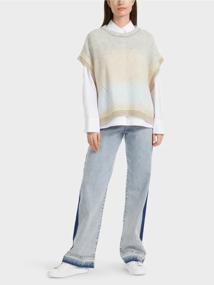 Damen Marc Cain Strick Tank Top Knitted In Germany Soft Powder Blue