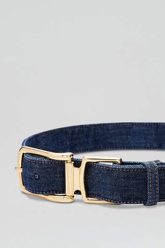 DENIM GOLD BUCKLE BELT INDIGOB Belts Scanlan Theodore Women DENIM GOLD BUCKLE BELT INDIGOB Belts Scanlan Theodore Women
