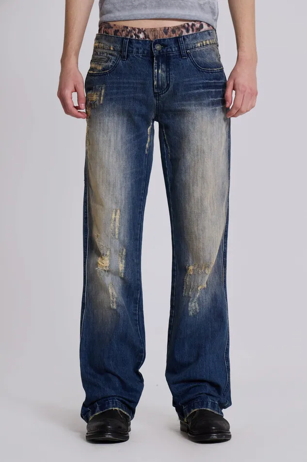Denim Men Jaded London Shop Metal Bootcut Jeans