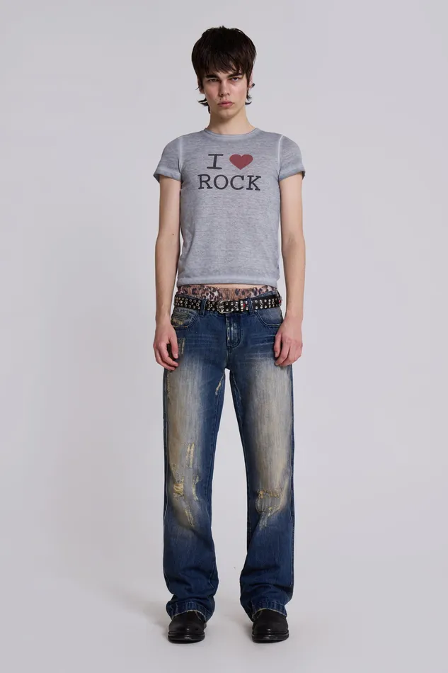 Denim Men Jaded London Shop Metal Bootcut Jeans