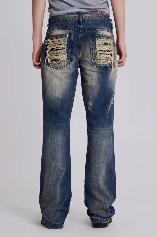 Denim Men Jaded London Shop Metal Bootcut Jeans