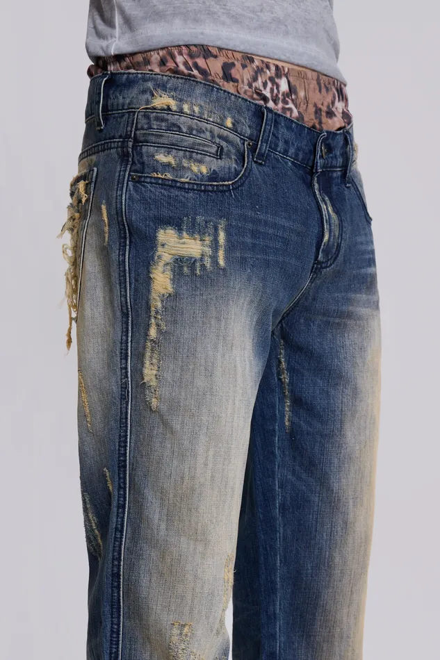 Denim Men Jaded London Shop Metal Bootcut Jeans