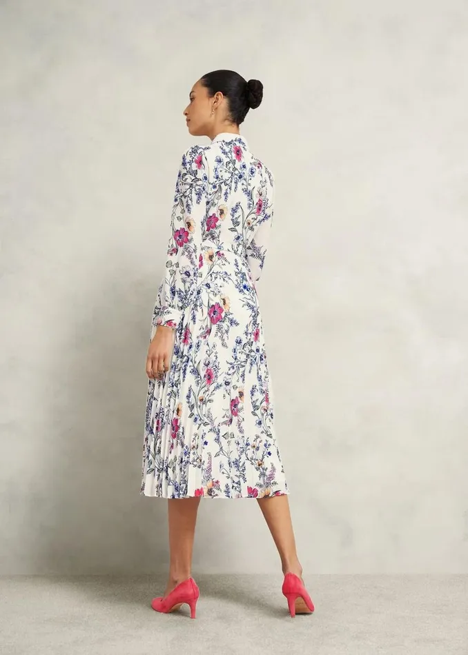 Dresses and Jumpsuits Women HOBBS Ashleen Pleated Shirt Dress Ivory Multi