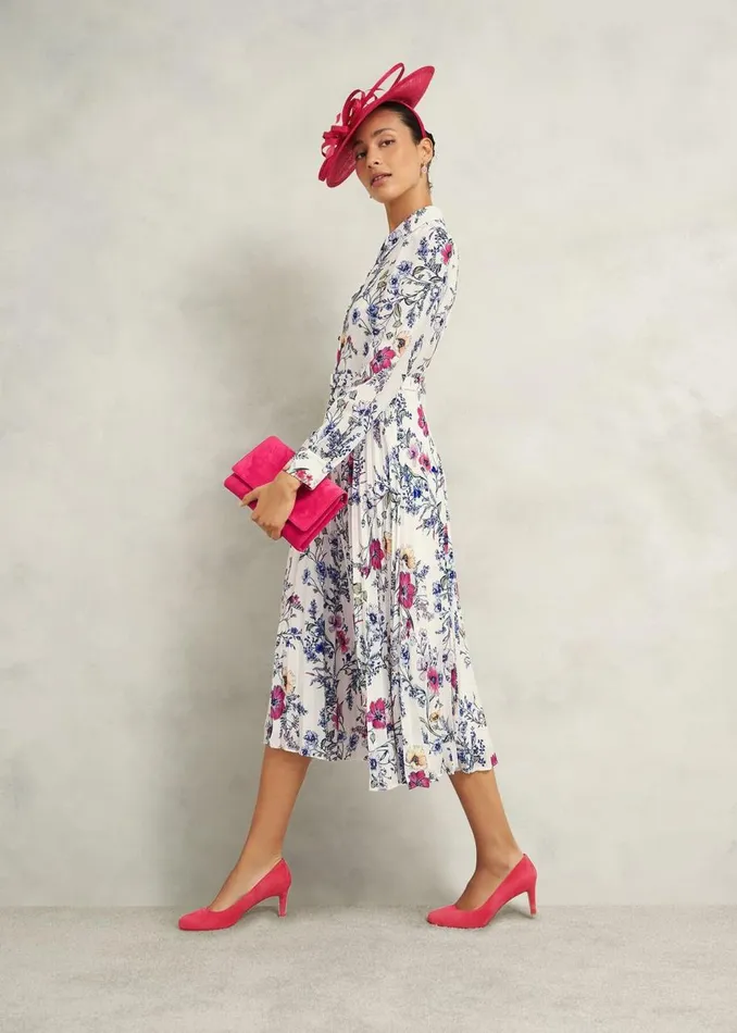 Dresses and Jumpsuits Women HOBBS Ashleen Pleated Shirt Dress Ivory Multi